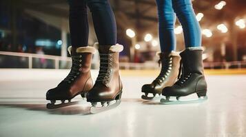 Capturing a Couple's Ice Skating Moment. Generative AI photo