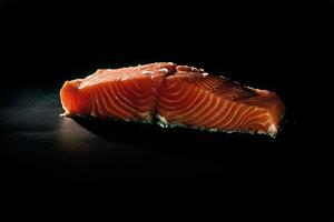crudo salmón filete hueso de fuego generativo ai foto