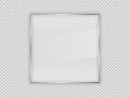 Glass plate in square frame isolated on background. Vector illustration.