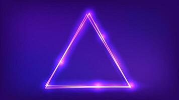 Neon double triangular frame with shining effects vector