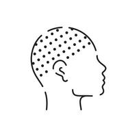 Hair loss treatment flat line icon. Shampoo ph, dandruff, hair growth, keratin, conditioner bottle vector illustration. Outline signs for beauty stores.