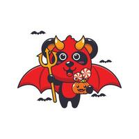 devil panda in halloween day. Cute halloween cartoon illustration. vector