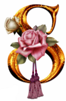 Golden roses letter S png