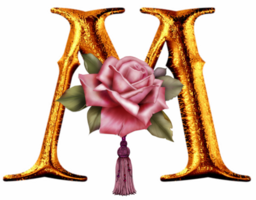 Golden roses letter M png
