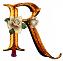 dorado rosas letra r png