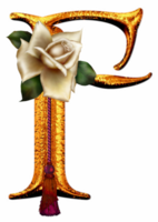 Golden roses letter F png