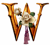 Golden roses letter W png