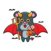 devil panther in halloween day. Cute halloween cartoon illustration. vector