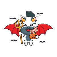 devil zebra in halloween day. Cute halloween cartoon illustration. vector