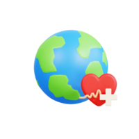 mundo corazón día 3d icono png