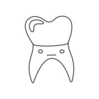 Doodle cute tooth crown character. Oral hygiene concept. Dental vector personage. Teeth cleaning, prevention and dental health