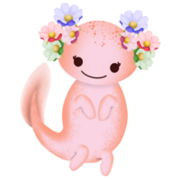 schoonheid axolotl met bloem png