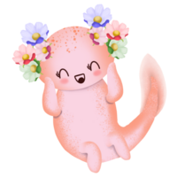 schoonheid axolotl met bloem png