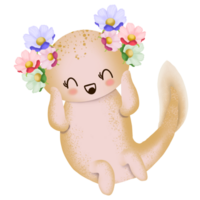 Beauty Axolotl With Flower png