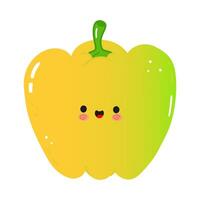 Colored bell pepper character. Vector hand drawn cartoon kawaii character illustration icon. Isolated on white background. Colored bell pepper character concept