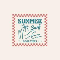 Vintage surf design template for surf club, surf shop, surf merch. vector