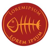 Seafood fish icon logo symbol inside a circle. vector