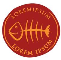 Seafood fish icon logo symbol inside a circle. vector