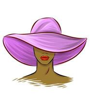 Beautiful woman with  hat. illustration vector