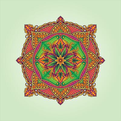 Middle eastern cannabis flower mandala patterns vector illustrations for your work logo, merchandise t-shirt, stickers and label designs, poster, greeting cards advertising business company or brands.