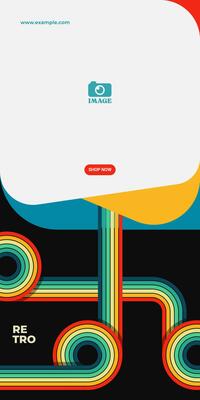 1970s retro wavy line art. Groovy colorful abstract design for background, poster, banner