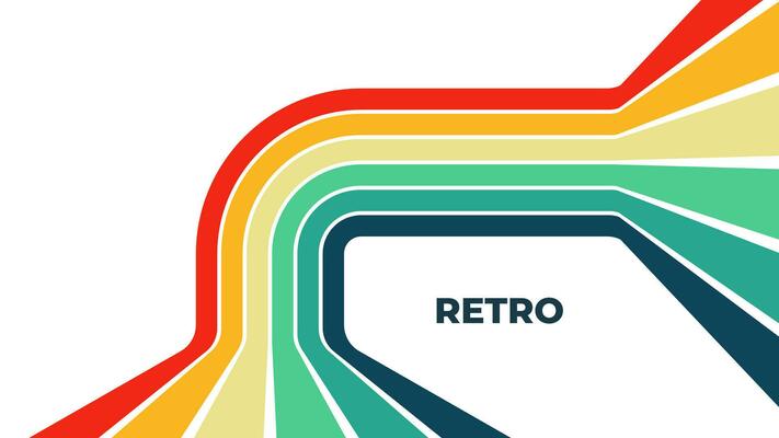 1970s retro wavy line art. Groovy colorful abstract design for background, poster, banner