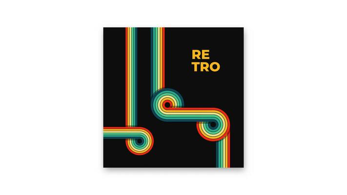 1970s retro wavy line art. Groovy colorful abstract design for background, poster, banner