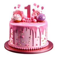 Pink Double Layer Birthday Cake ai generative png