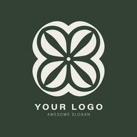an elegant and decorative flower logo design on a dark background, in the style of monochrome geometry vector