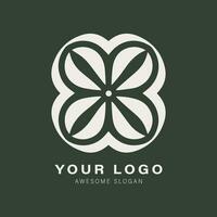 un elegante y decorativo flor logo diseño en un oscuro fondo, en el estilo de monocromo geometría vector