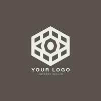 Geometric logo with a hexagonal shape in the center vector