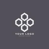 Geometric logo with a hexagonal shape in the center vector