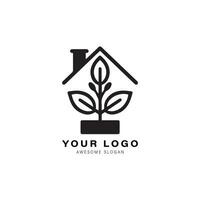 Simple black and white logo design for a house or building. The design features a triangle shape on top of the house vector