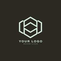 Geometric logo with a hexagonal shape in the center vector