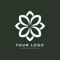 Logo elegant flower style free vector, in the style of monochromatic geometry, bold stencil, dark gray vector