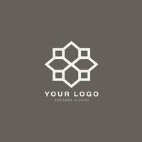 Geometric logo with a hexagonal shape in the center vector