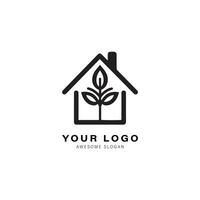 Simple black and white logo design for a house or building. The design features a triangle shape on top of the house vector