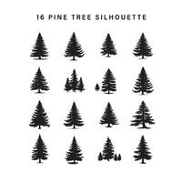 16 pine tree silhouette in black on a white background vector