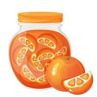 Jar with orange jam isolated on white vector