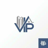 Logo design graphic concept creative abstract premium vector stock initial letter VIP font with home building. Related to house property construction