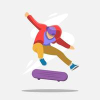 un hombre es jugando un patineta, vector ilustración