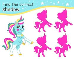 Find correct shadow magic unicorn pink shadows vector