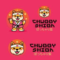 gordito shiba logo diseño concepto vector