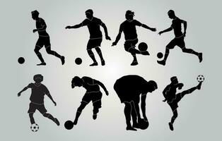 soccer players flat design silhouette vector illustration