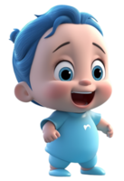 3d illustration de adorable mignonne bébé personnage avec en riant faciale expression. génératif ai png