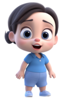 3d illustration of adorable cute baby character with laughing facial expression. generative ai png
