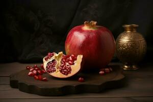 Pomegranate composition. Generate Ai photo