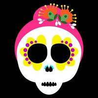 Mexican ethnic sugar skull with flowers vector