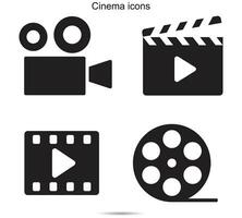 Cinema icons, vector illustration.