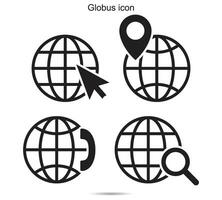 globus icono, vector ilustración.